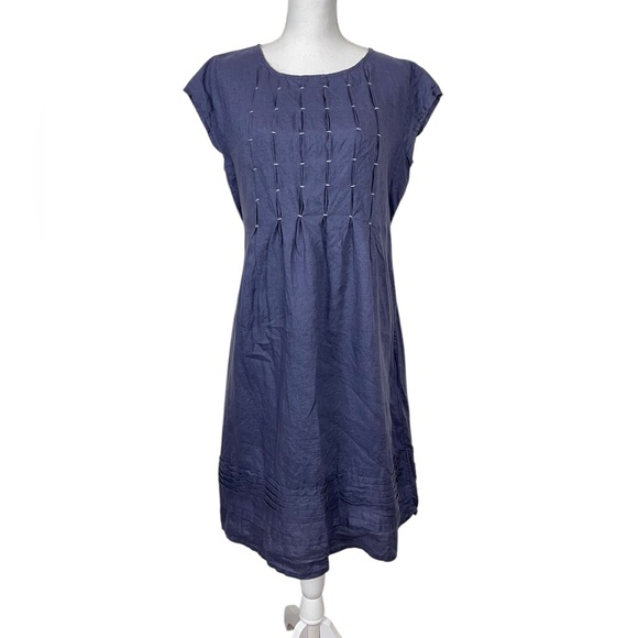 Sundance Dresses & Skirts - Sundance Viv Day Blue 100% Linen Midi Shift Dress Size Medium